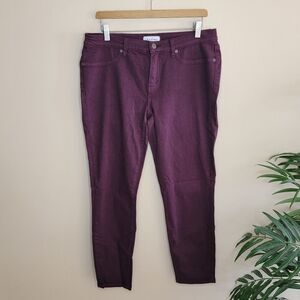 Lila Ryan Cropped Ankle Burgundy Stretchy Skinny Jeans 27" Inseam Size 32